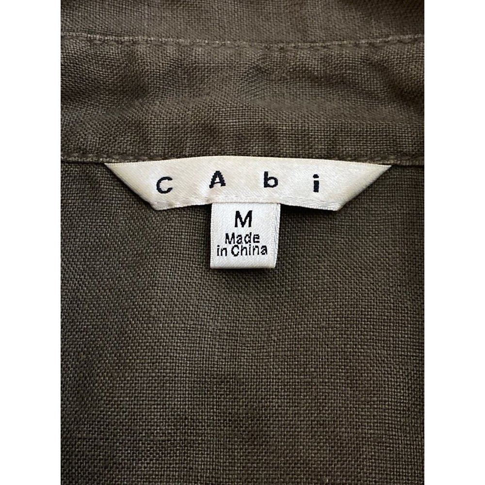 CAbi Utility Sahara Jacket 100% Linen Khaki Brown #856 Size M Button Front Belt - Picture 8 of 16